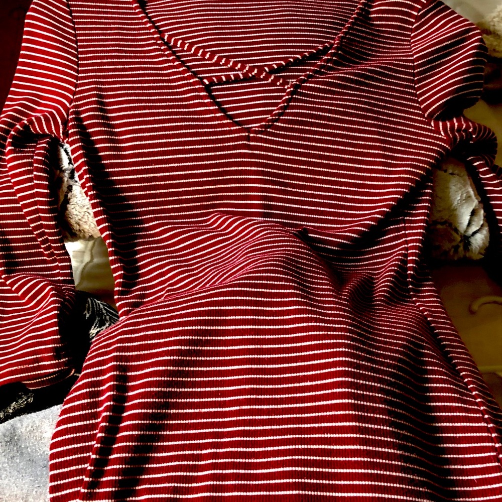 Pinstripe red body con dress